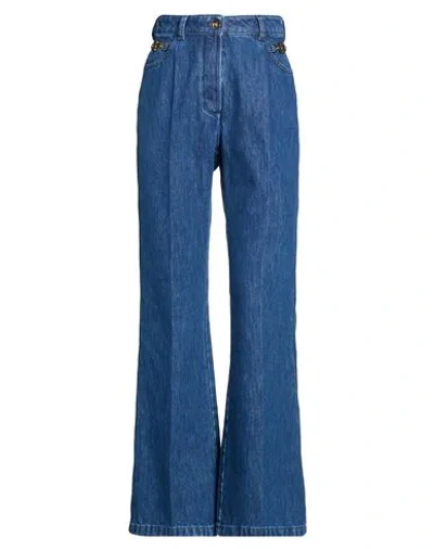 Patou Woman Jeans Blue Size 6 Cotton, Polyurethane, Zamak In Multi