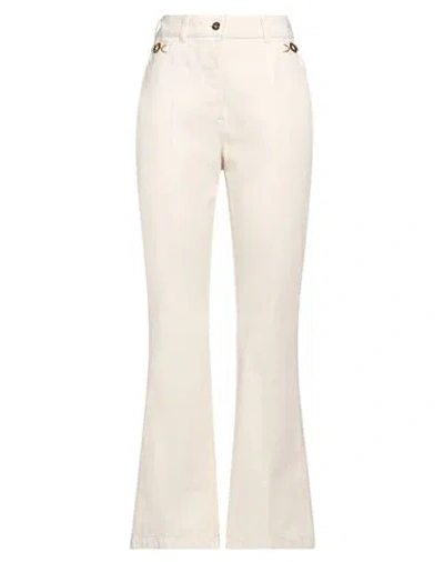 Patou Woman Jeans Ivory Size 10 Cotton, Zamak In White
