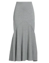 Patou Woman Maxi Skirt Grey Size L Merino Wool, Polyamide, Cashmere