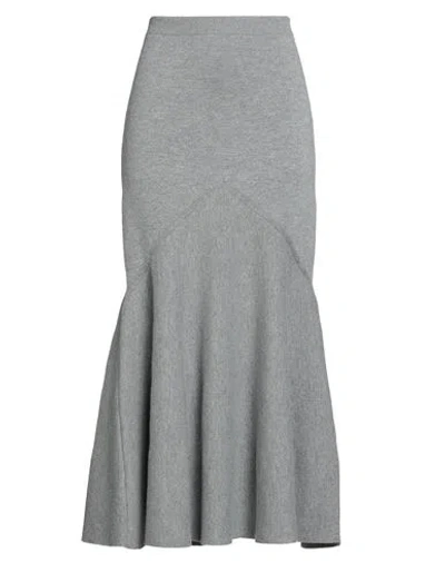 Patou Woman Maxi Skirt Grey Size L Merino Wool, Polyamide, Cashmere
