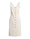 Patou Denim Dress With Square Neck And Adjustable Straps In Beige