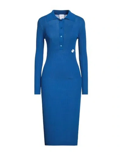 Patou Woman Midi Dress Blue Size M Cotton
