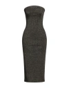 Shop Patou Woman Midi Dress Gold Size S Virgin Wool, Polyester, Metallic Fiber, Polyamide, Elastane