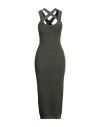 Patou Woman Midi Dress Military Green Size M Virgin Wool In Green