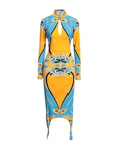 Patou Bold Print Cut-out Midi Dress In Orange