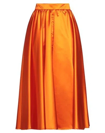 Patou Woman Midi Skirt Orange Size 8 Polyester