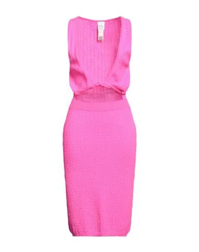 Patou Woman Mini Dress Fuchsia Size M Wool, Cashmere In Pink