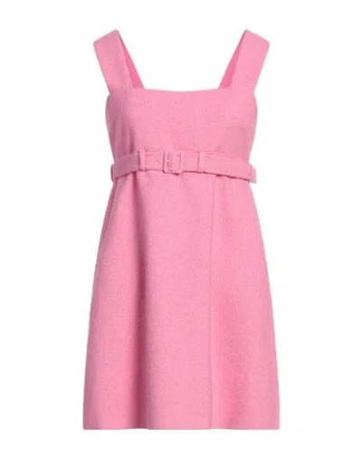 PATOU PATOU WOMAN MINI DRESS PINK SIZE 8 COTTON, POLYAMIDE, VISCOSE, LINEN, ELASTANE