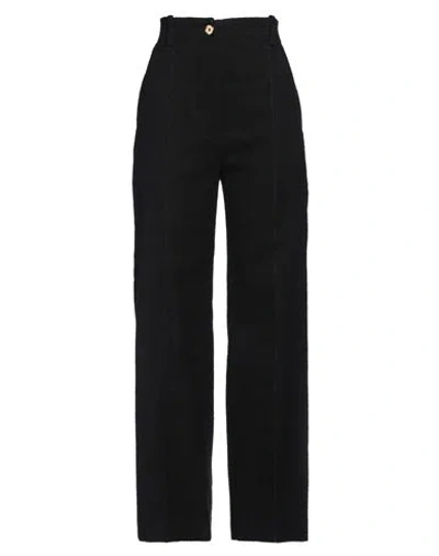 Patou Woman Pants Black Size 2 Cotton, Viscose, Linen, Polyamide, Textile Fibers