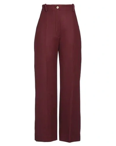 Patou Woman Pants Burgundy Size 6 Virgin Wool, Nylon In Red