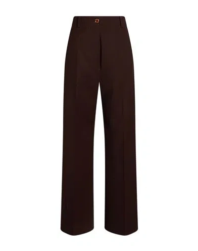 Patou Woman Pants Dark Brown Size 6 Virgin Wool, Elastane In Burgundy