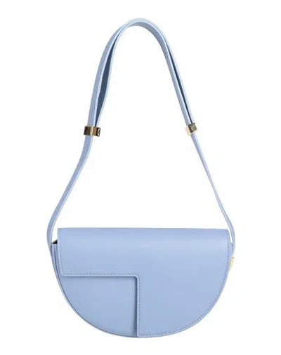 Patou Woman Shoulder Bag Lilac Size - Calfskin, Zamak In Blue