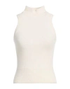 Patou Wool Turtle Neck Sleeveless Sweater In White