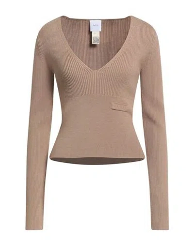 Patou Woman Sweater Camel Size L Merino Wool, Polyamide, Elastane In Brown