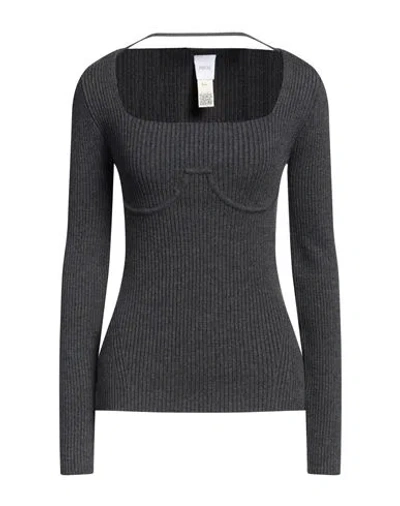 Patou Woman Sweater Grey Size M Wool, Nylon In Black