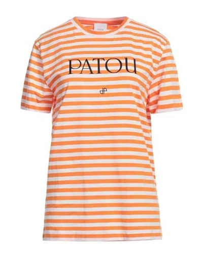 Patou Embroidered Cotton T-shirt In Orange
