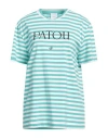 Patou Green Embroidered Cotton T-shirt In Blue