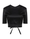 Patou Open-back Satin T-shirt In Black