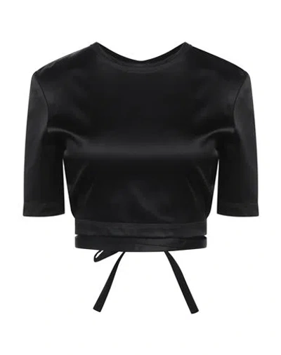 PATOU PATOU WOMAN TOP BLACK SIZE 10 ACETATE, POLYAMIDE, LYOCELL