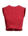 Patou Faille Textured Crewneck Crop Top In Red