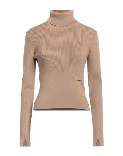 Patou Woman Turtleneck Beige Size M Merino Wool, Polyamide, Elastane