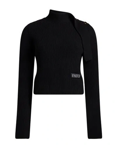 Patou Woman Turtleneck Black Size L Merino Wool, Cashmere, Polyester