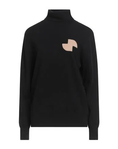 Patou Woman Turtleneck Black Size M Merino Wool, Cashmere