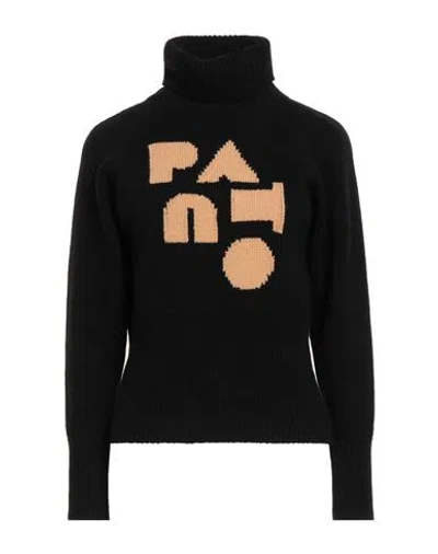 PATOU PATOU WOMAN TURTLENECK BLACK SIZE M MERINO WOOL, CASHMERE