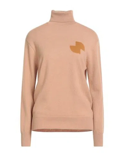 Patou Woman Turtleneck Camel Size S Merino Wool, Cashmere In Sand