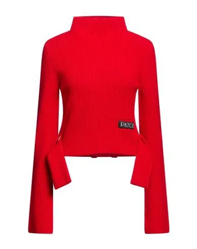 Patou Woman Turtleneck Red Size L Merino Wool, Cashmere