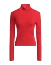 Patou Woman Turtleneck Tomato Red Size L Merino Wool, Polyamide, Elastane