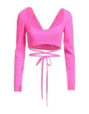 Patou Woman Wrap Cardigans Fuchsia Size L Textile Fibers In Pink