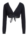 Patou Woman Wrap Cardigans Midnight Blue Size M Wool, Cashmere In Blue