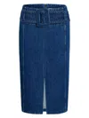 Patou Waist Belt Slit Front Denim Skirt