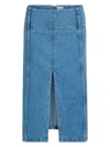 Patou Cotton Denim Belted Midi Skirt Clothing In Blue