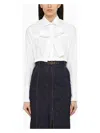 Patou Tie-fastening Cropped Shirt In White