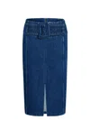 Patou Belted Denim Midi Skirt In Blue