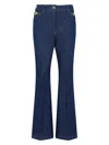 Patou Flared Denim Trousers Featuring Gold-tone Hardware In Blue