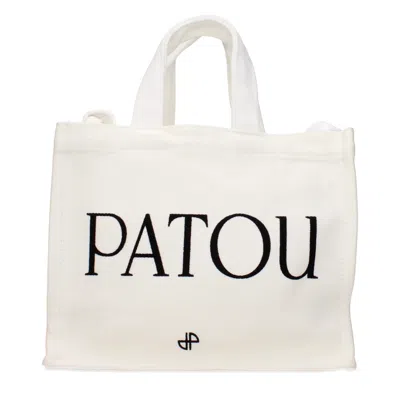 Patou Women's Handbags Made Of White Cotton In Black