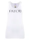 Patou Ribbed Sleeveless Cotton Tank With Round Neckline In White
