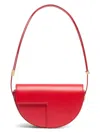 Patou Leather Shoulder Bag Adjustable Strap In Red
