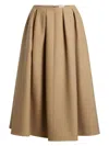 Patou Mid Length Volume Pleated Skirt In Nude & Neutrals