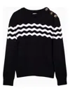 Patou Striped Cotton And Wool Sweater In Blue