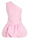 Patou One-shoulder Bubble Mini Dress In Recycled Ottoman Faille Clothing In Pink & Purple
