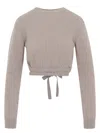Patou Cable-knit Cropped Sweater In Wool And Cashmere In Nude & Neutrals