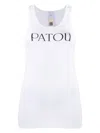 Patou Ribbed Sleeveless Cotton Tank With Round Neckline In White