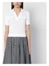 Patou White Ribbed Polo With V-neck In White