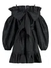 Patou Bow-detail Ruffled Faille Minidress In Green
