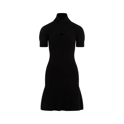 Patou Scarf Draped Knit Dress In Black