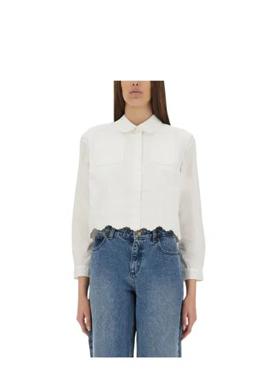 Patou Women's Short Scalloped Poplin Shirt